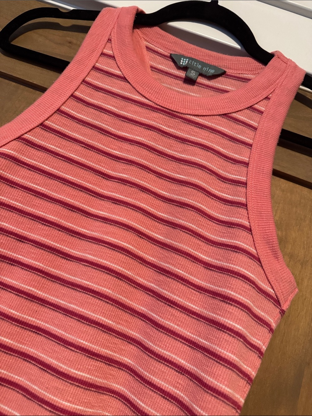 Title nine Ribbed Striped Tank Top Womens S T back Activewear outdoors Pink